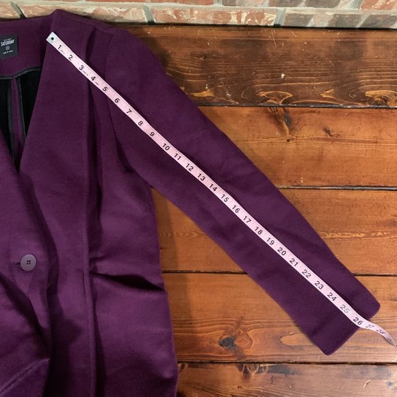Kate Spade Saturday X-Small Purple Women's Soft Wool Blend Winter Pea Coat EUC - Picture 12 of 13